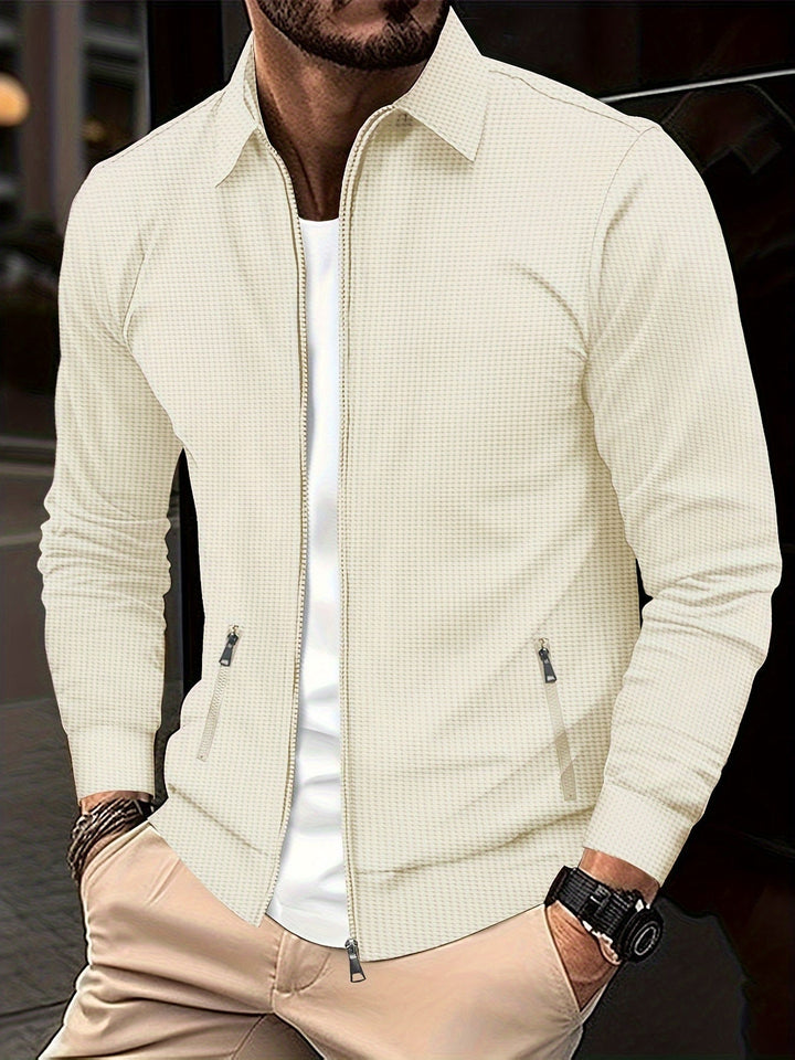 Herren Cardigan Sweatjacke Reißverschluss Umlegekragen - IdealeKleiden