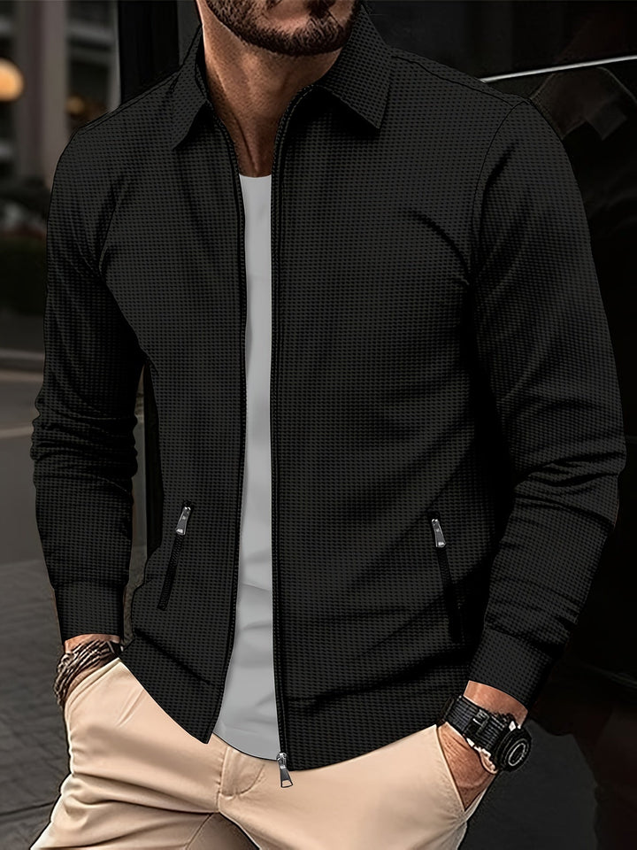 Herren Cardigan Sweatjacke Reißverschluss Umlegekragen