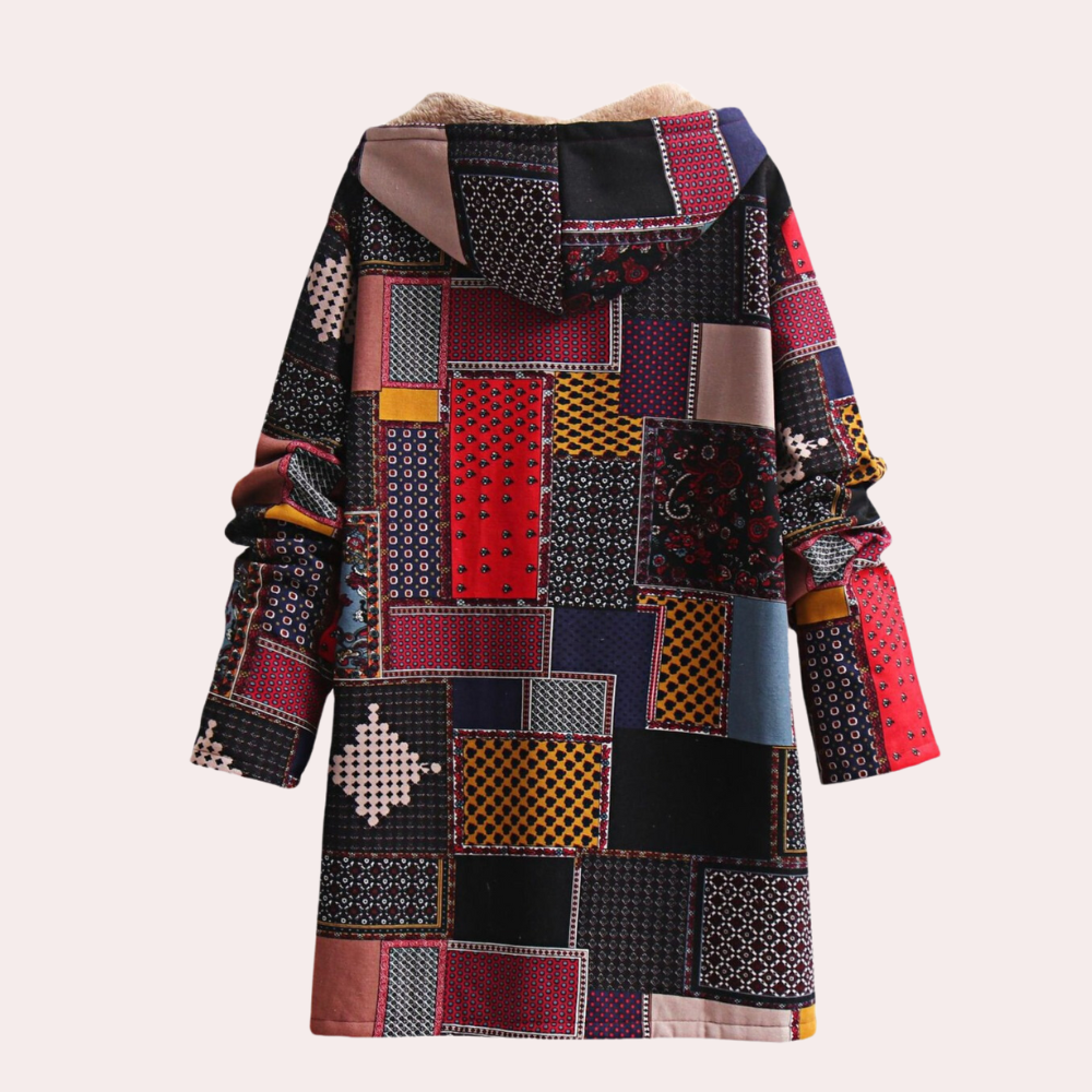 Trendige Fleecejacke Warm Patchwork Hoodie - IdealeKleiden