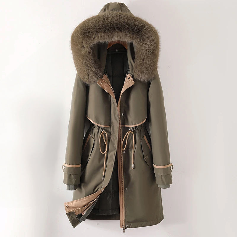 Hanna Damen Winterjacke Lang Kapuze - IdealeKleiden