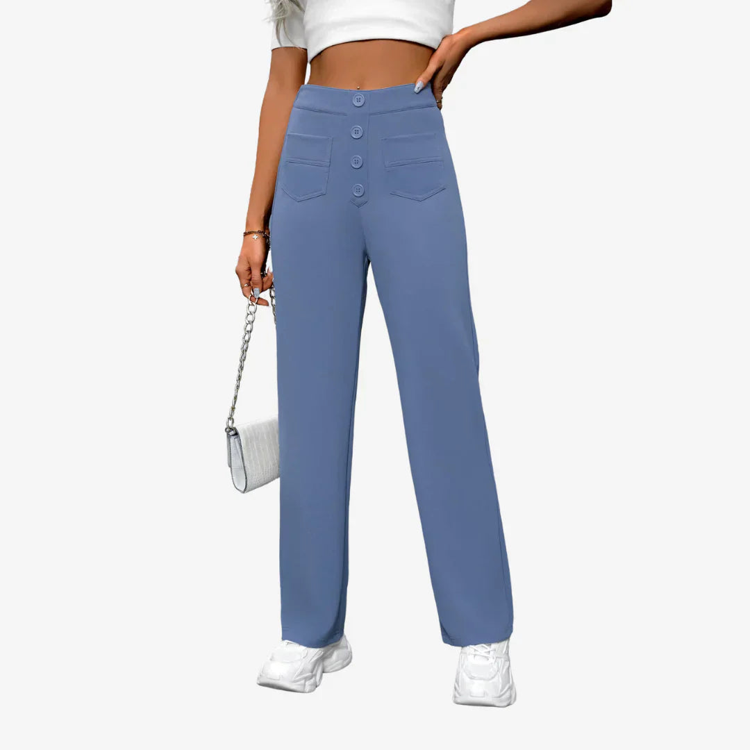 Damen Hose Hoch Tailliert Gerades Bein