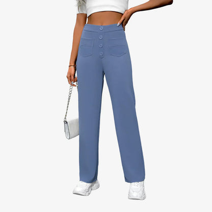 Damen Hose Hoch Tailliert Gerades Bein