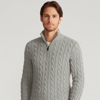 Herren Zopfpullover Modern Halb-Reißverschluss - IdealeKleiden