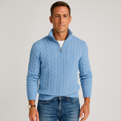 Herren Zopfpullover Modern Halb-Reißverschluss