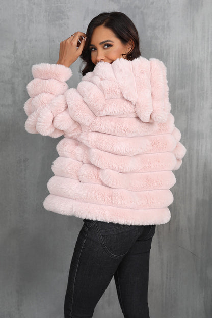 Damen Teddyjacke Kapuze Oversized