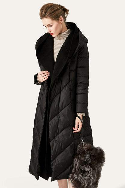 Damen Winterjacke Lang Wattierte Faux-Fur Parka