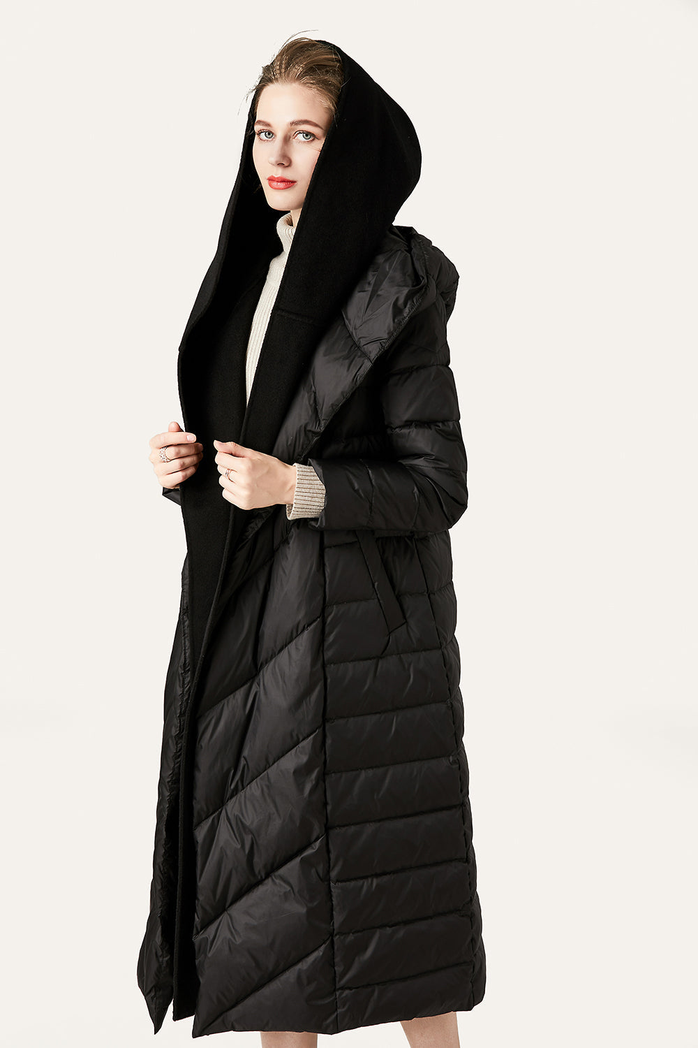 Damen Winterjacke Lang Wattierte Faux-Fur Parka - IdealeKleiden