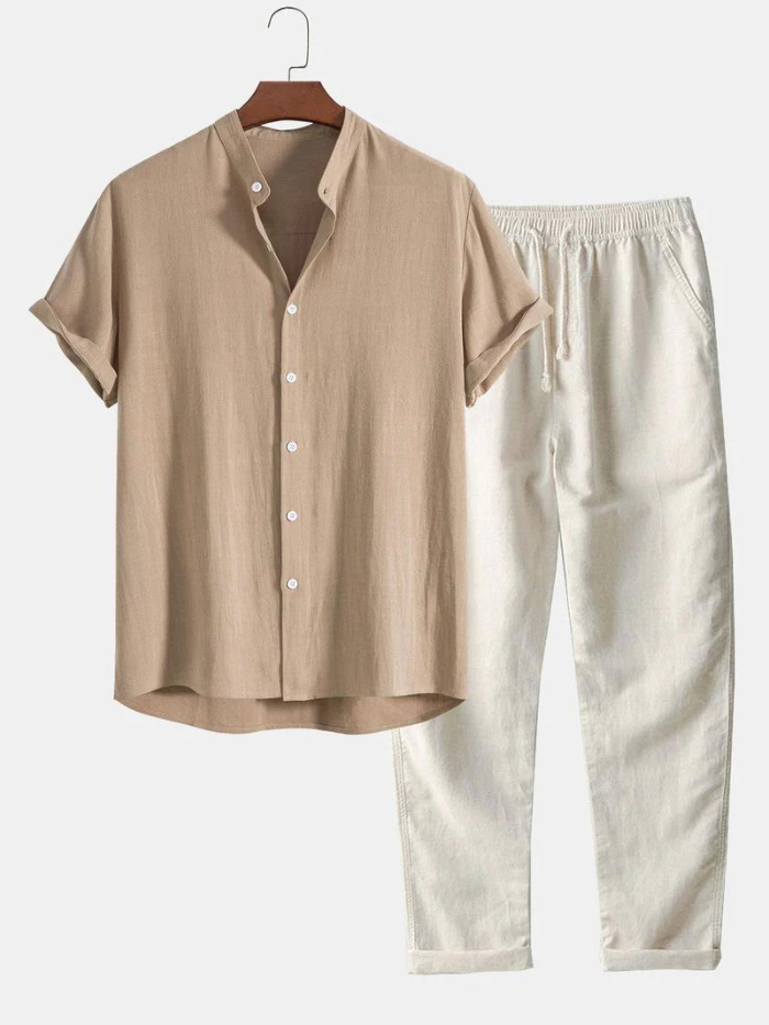 Herren Leinenhose Kurzarm Sommer - IdealeKleiden
