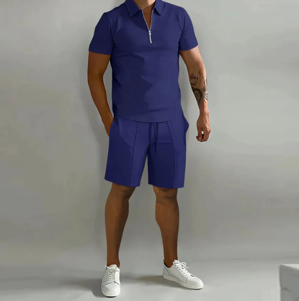 Herren Poloshirt Shorts Set Sommer