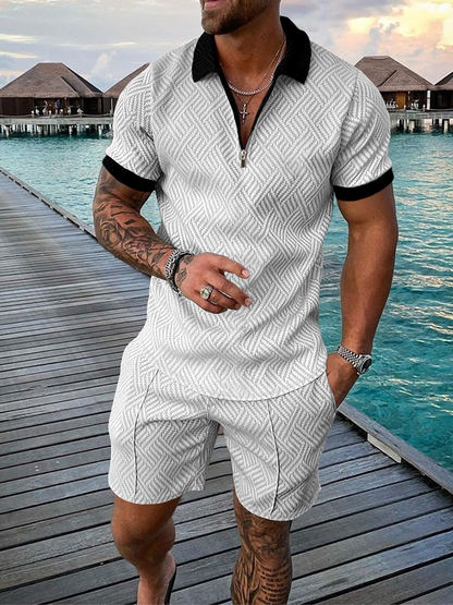Herren Sommer Set: Polohemd und Kurzshorts - IdealeKleiden
