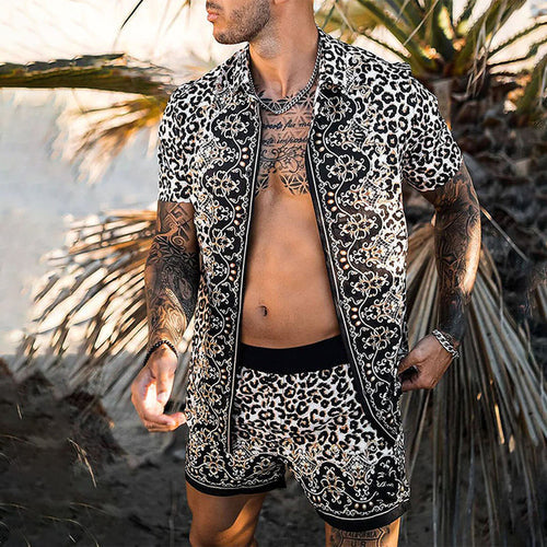 Sommer-Zweiteiler Kurzarm Hemd Shorts Set