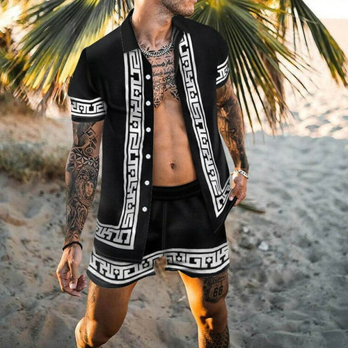 Sommer-Zweiteiler Kurzarm Hemd Shorts Set