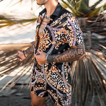 Sommer-Zweiteiler Kurzarm Hemd Shorts Set