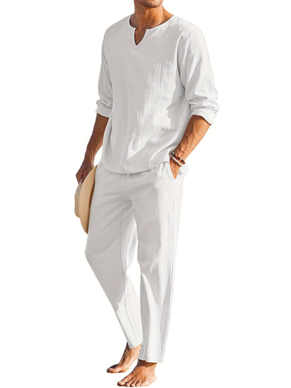 Herren Leinenanzug Sommer Bequem Langarm