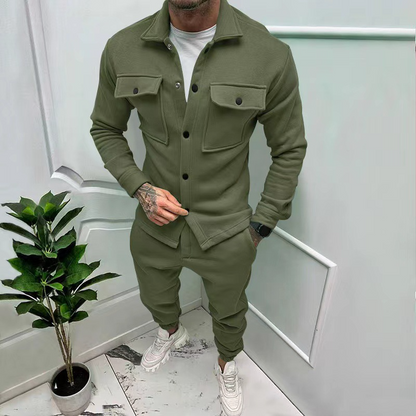 Herren Komplettsatz: Überhemd und Slim-Fit Jogger