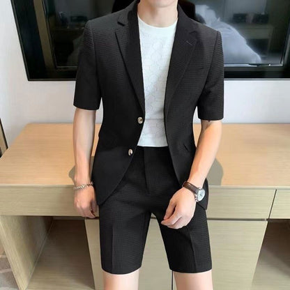 Stilvoller Herren Blazer Kurzarm Anzug Set