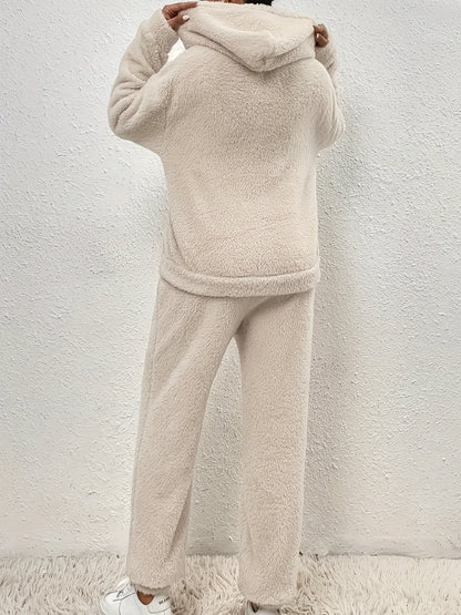 Warmes Winterset Damen: Teddy Hoodie und Hosen - IdealeKleiden