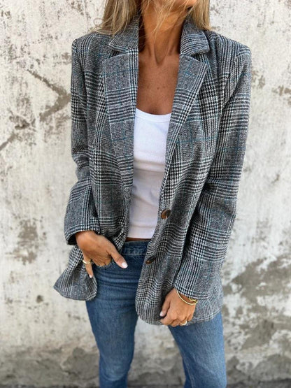 Stilvoller Damen Winterblazer Karomuster