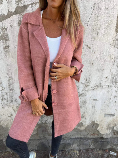 Lässige Frauenjacke Lang Umschlag Kragen