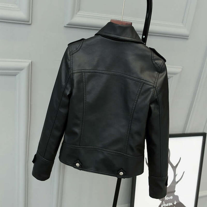 Damen Lederjacke Slim Fit Schlicht - IdealeKleiden