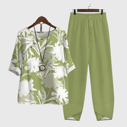 Damen Zweiteiler Set Blumenmuster Sommer