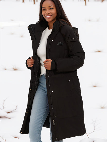 Stylischer Winterparka Schwarz Mit Kapuze