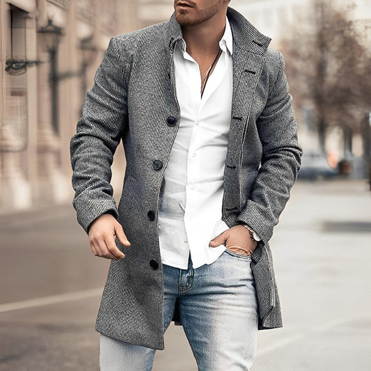 Herren Wintermantel Elegant Lang Knöpfe - IdealeKleiden