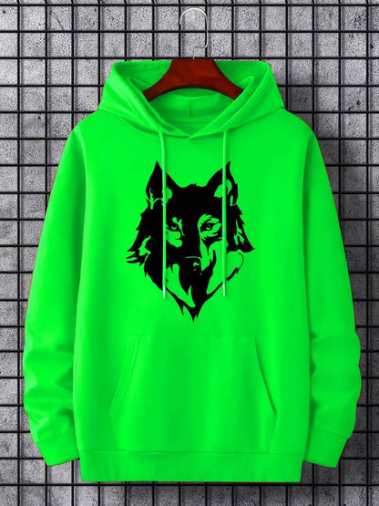 Herren Kapuzenpullover Wolf Muster Trendy