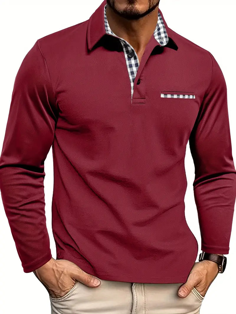 Herren Winter Polo Langarm Shirt Warm