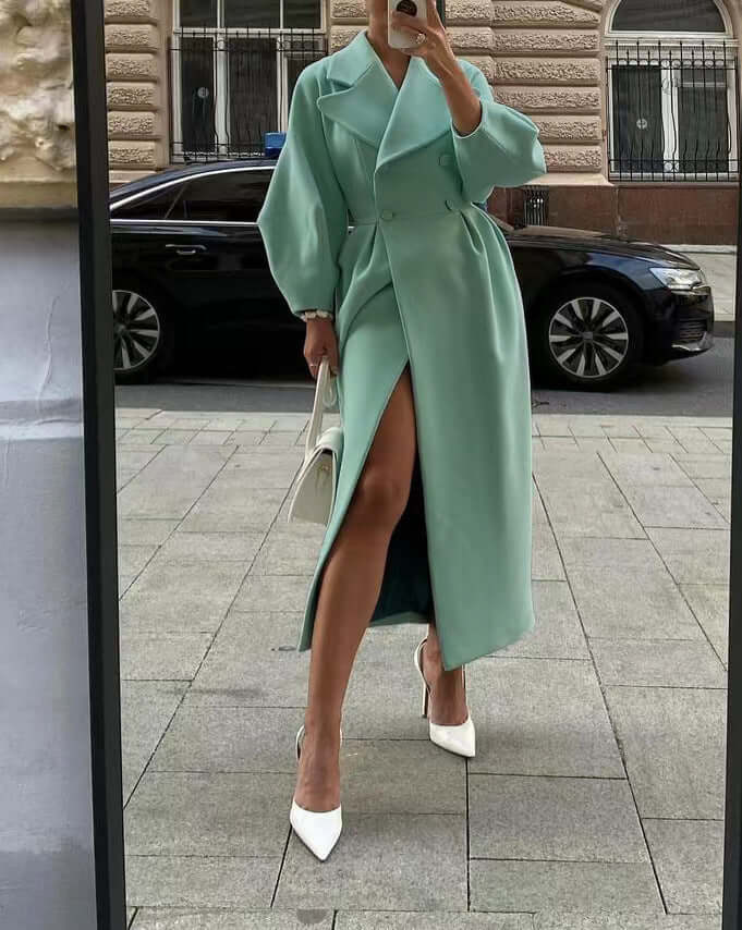 Elegante Damenmantel Lange Ärmel Winterstil