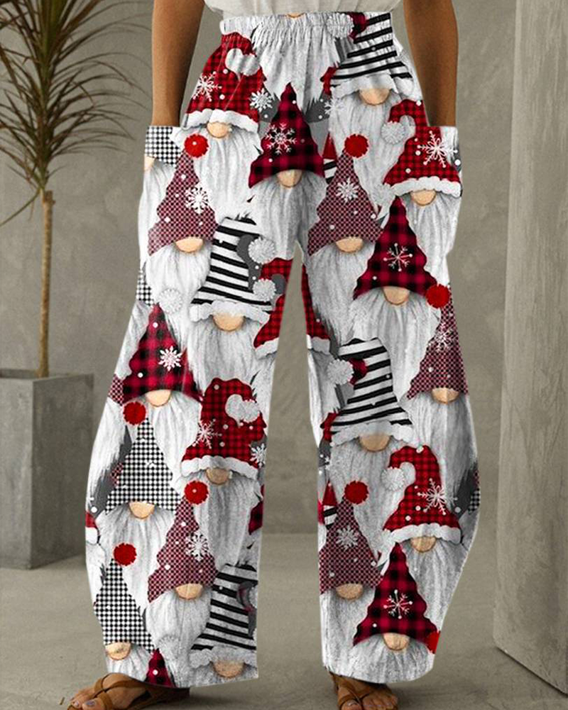 Weihnachtshose Freizeit Hose Mit Festlichem Druck
