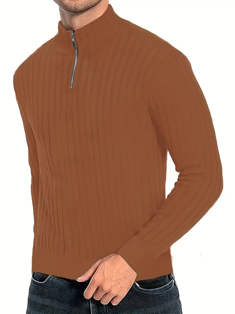 Herren Rollkragenpullover Modern Viertelreißverschluss