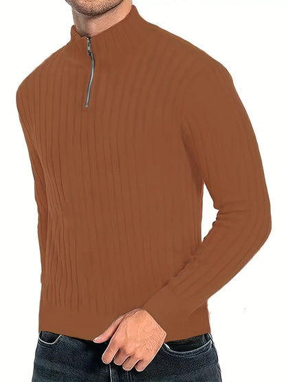 Herren Rollkragenpullover Modern Viertelreißverschluss