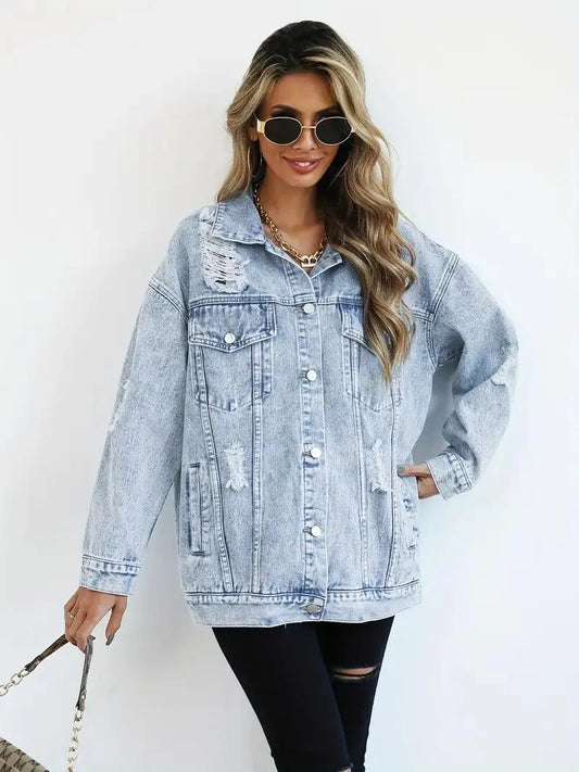 Modische Damenjacke Oversized Jeans - IdealeKleiden