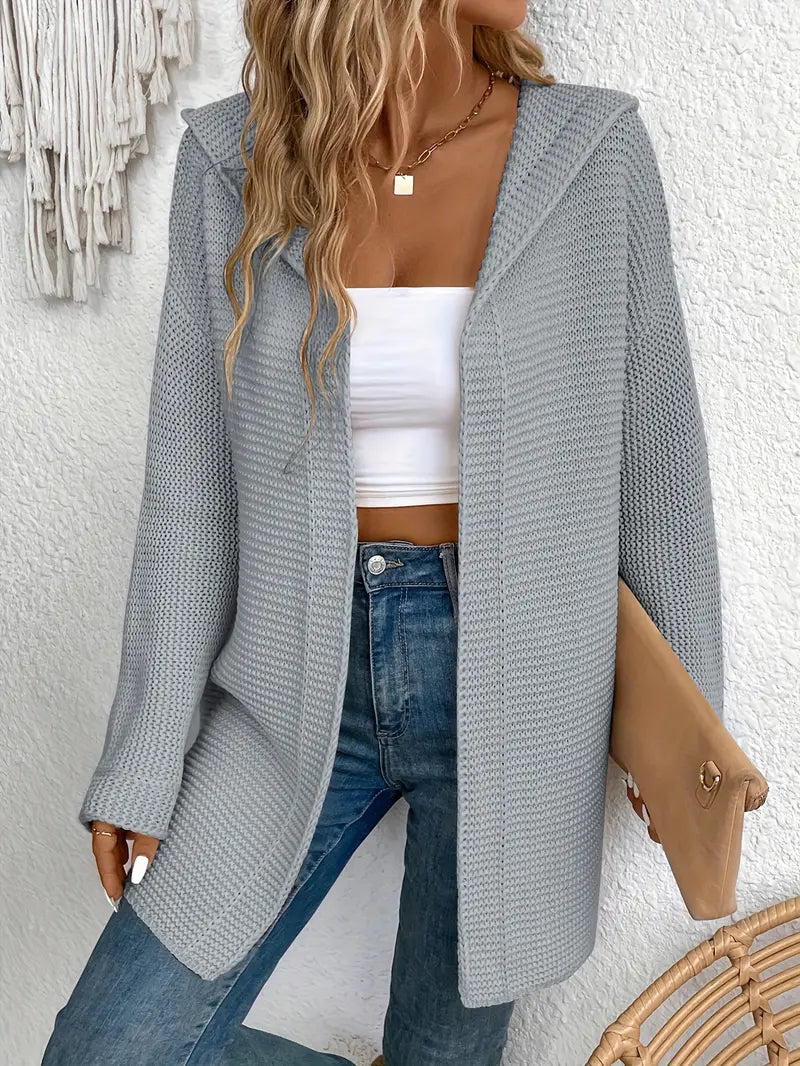 Praktische Strickjacke mit Verstellbarer Kapuze