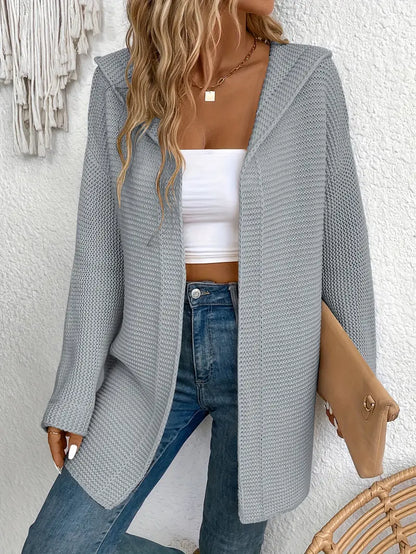 Praktische Strickjacke mit Verstellbarer Kapuze