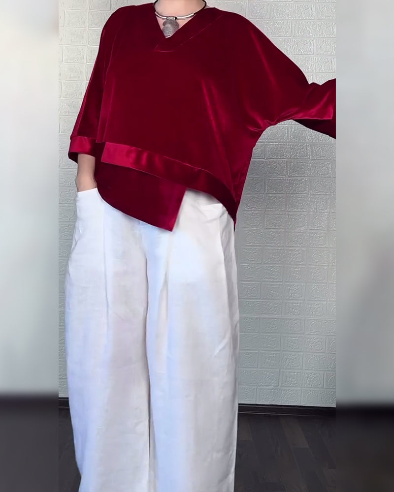 Elegantes Kleid V-Ausschnitt Asymmetrisch