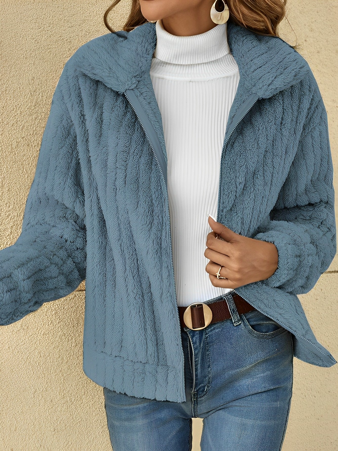 Damen Zip-Jacke Bequem Relaxed Fit