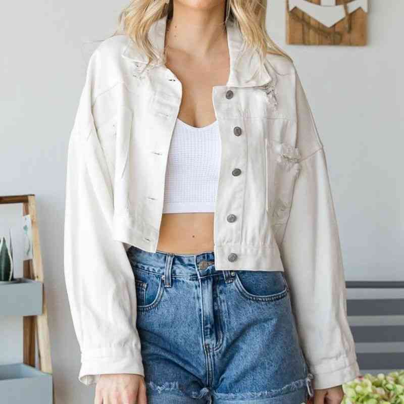 Modische Denimjacke Mit Kragen