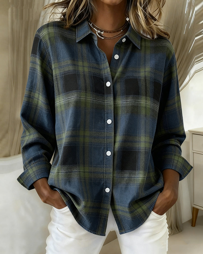 Elegante Bluse Karomuster Rundhals