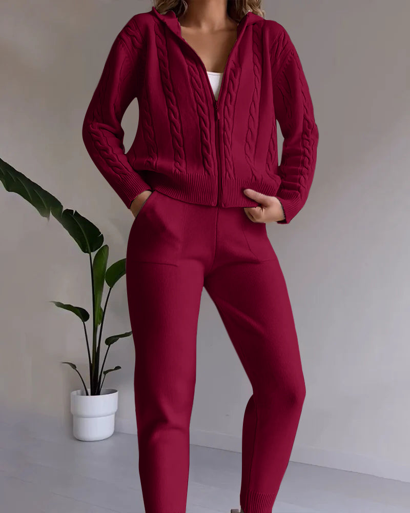 Stylisches Cardigan-Set mit Twist-Design und lässigem Look