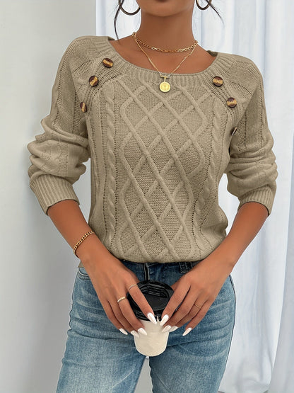 Bequemer Pullover Damen Top Rundhals