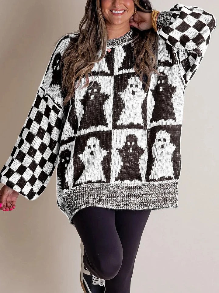 Karierte Strickpullover Damen
