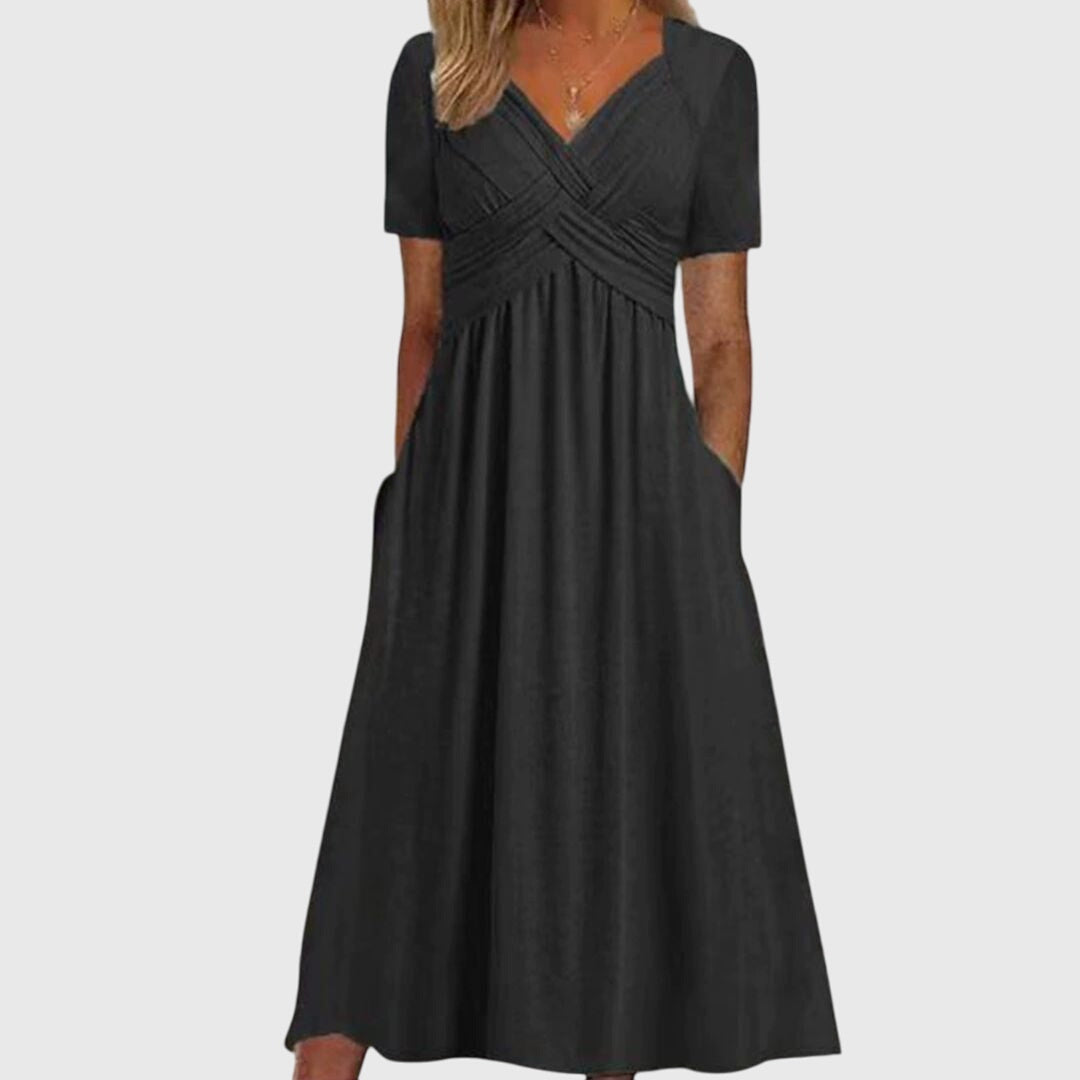 Frauen Maxikleid V-Ausschnitt Sommerkleid