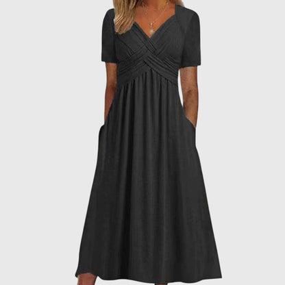 Frauen Maxikleid V-Ausschnitt Sommerkleid