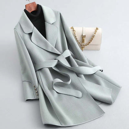 Damen Wollmantel Lang Elegant Winter