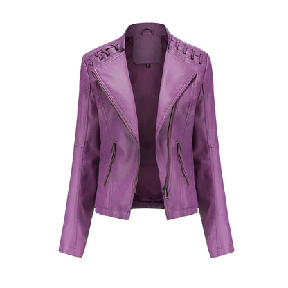 Lederjacke Damen Schwarz Reißverschluss
