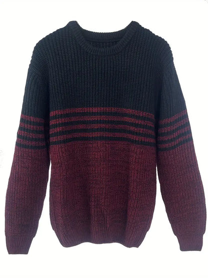 Modischer Streifen Pullover Rundhals Design