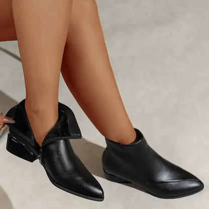 Damen Stiefeletten Chunky Niedriger Absatz