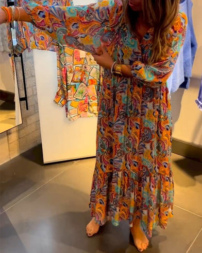 Elegantes Maxikleid V-Ausschnitt Damenschwarz